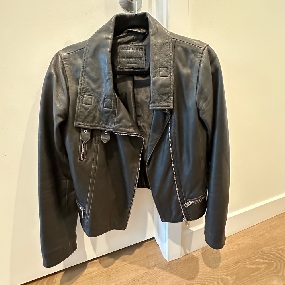 AllSaints Black Leather Jacket US 6 UK 10